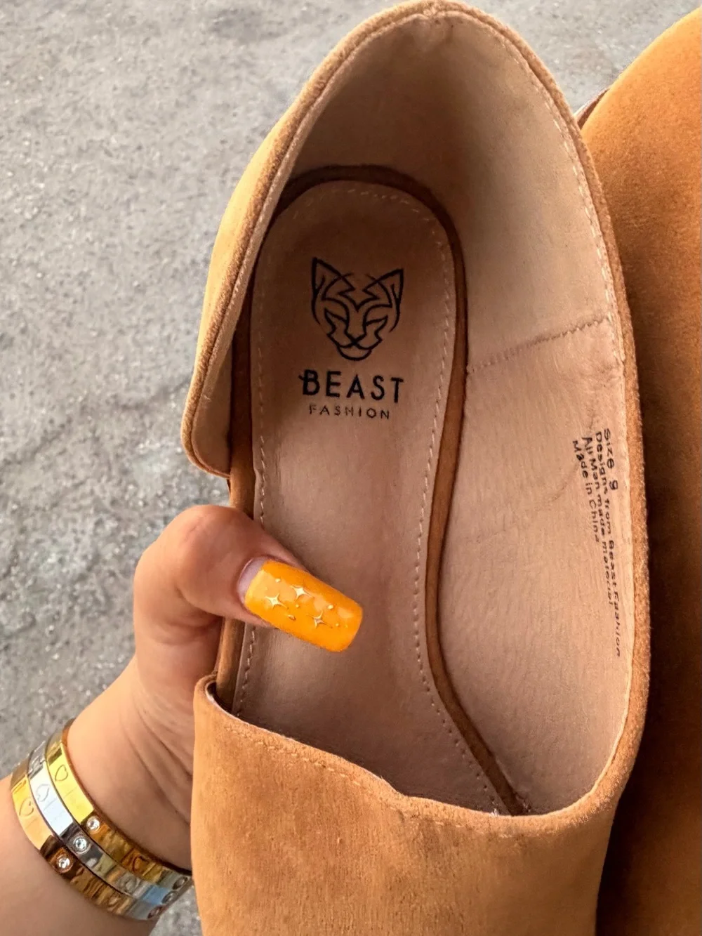 BEAST FASHION Tan Suede Pointed D'Orsay Flats